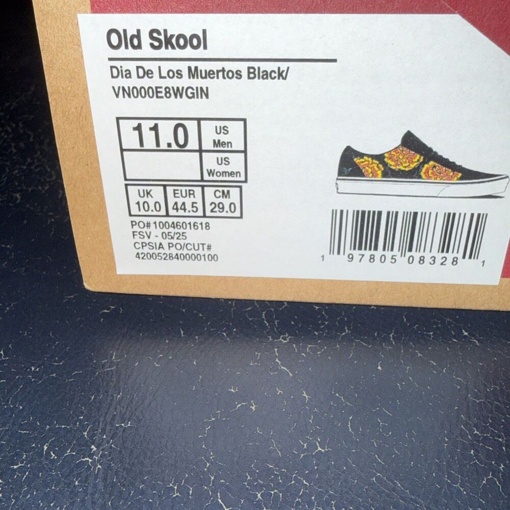 Vans Old Skool Dia De Los Muertos Black & Yellow Skate Men's Size 11 Shoes - Picture 5 of 5